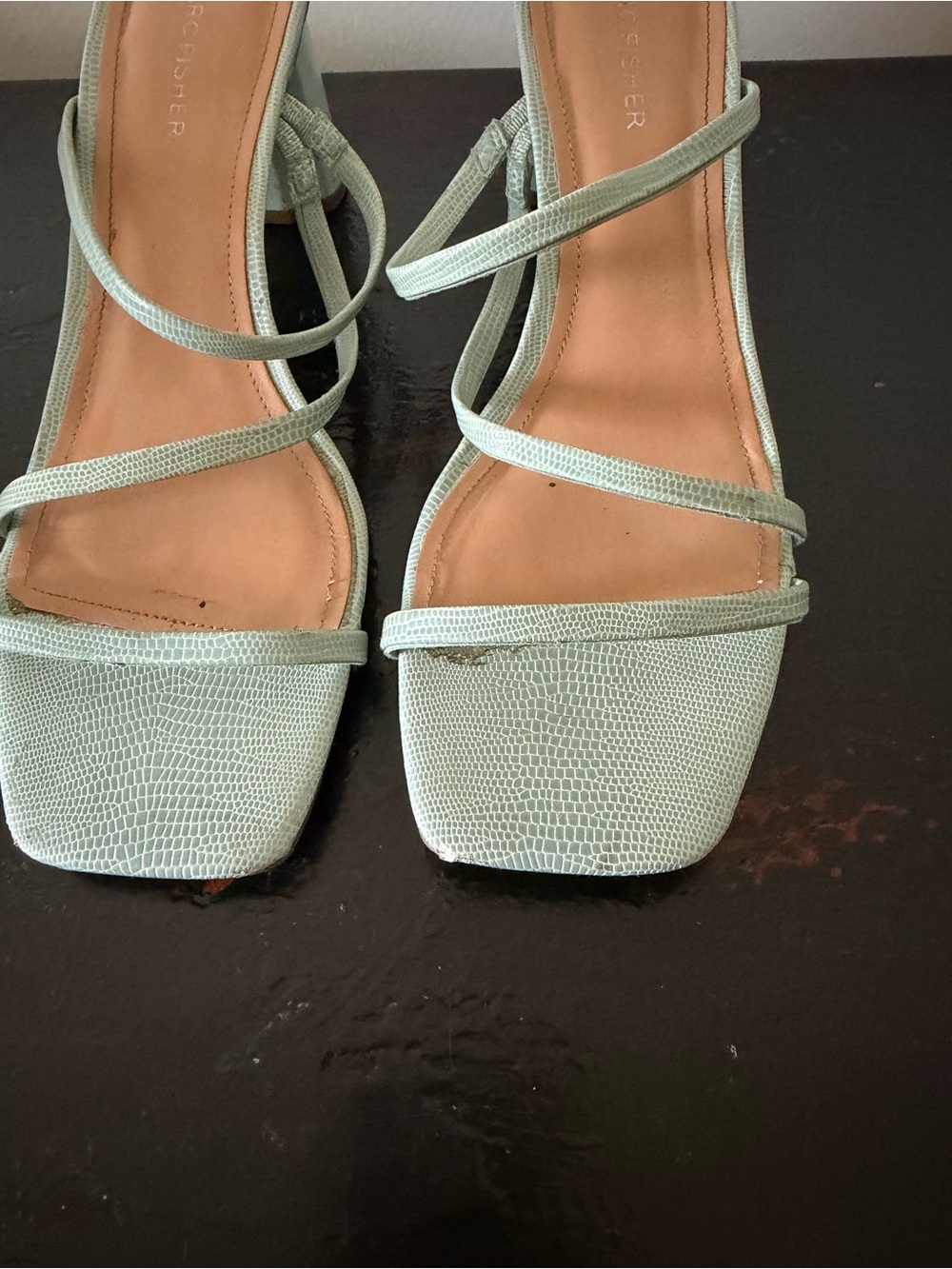 Marc Fisher Mint Strappy Square-Toe Heels - Picture 3 of 6